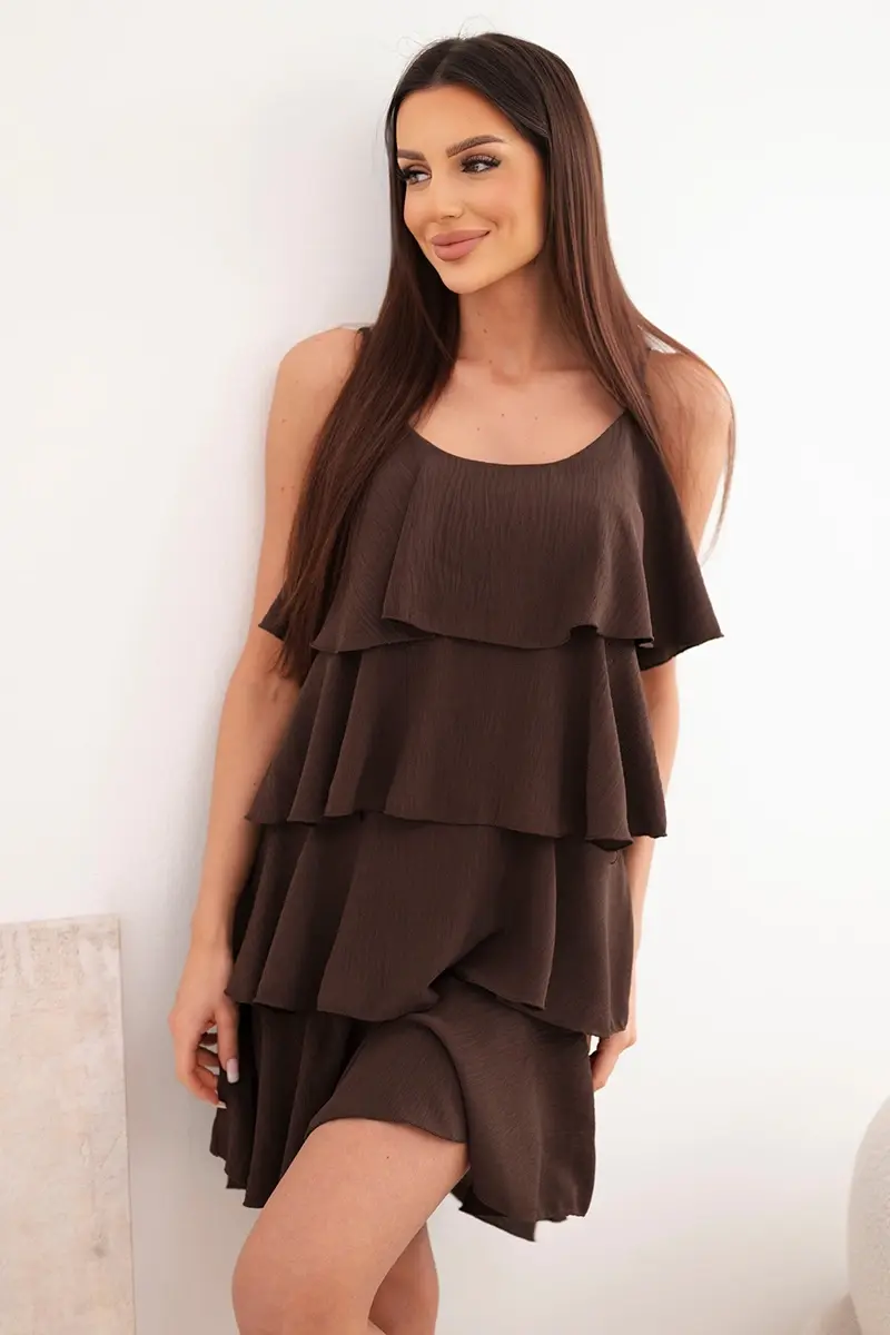 Kesi hnedé mini šaty s volánmi