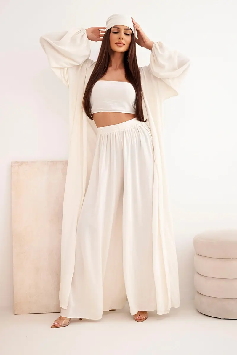 Kesi dámsky viskózový 4-dielny boho set svetlá béžová