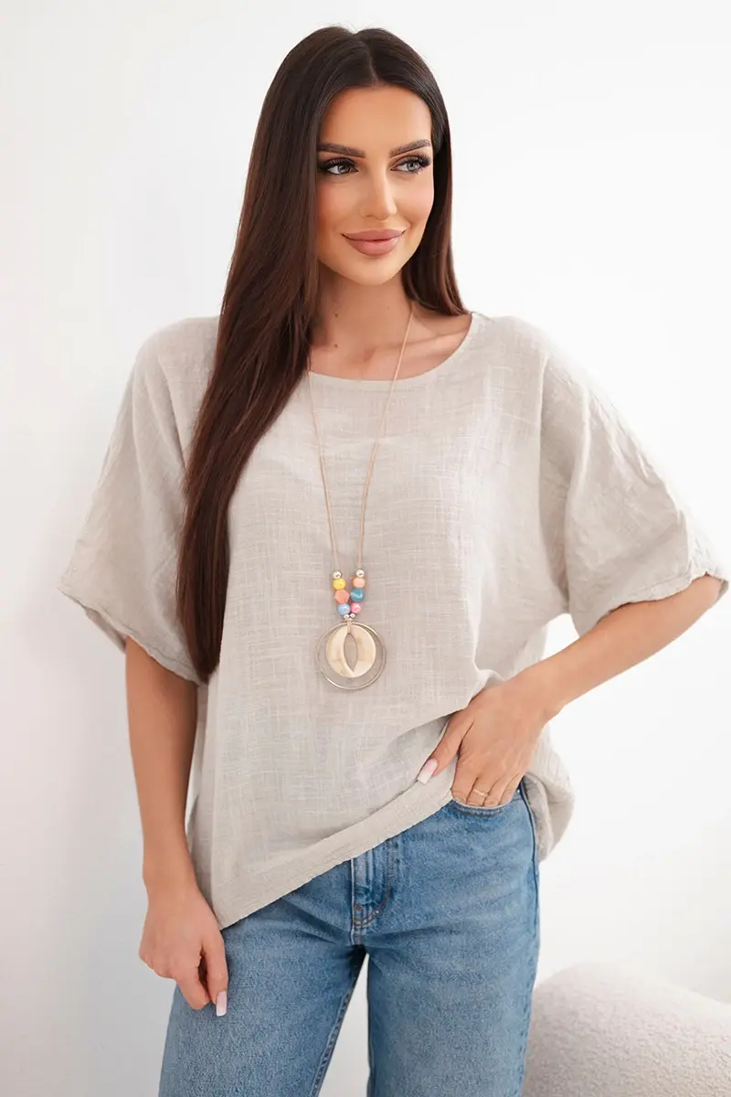 Dámsky oversized bavlnený top béžový