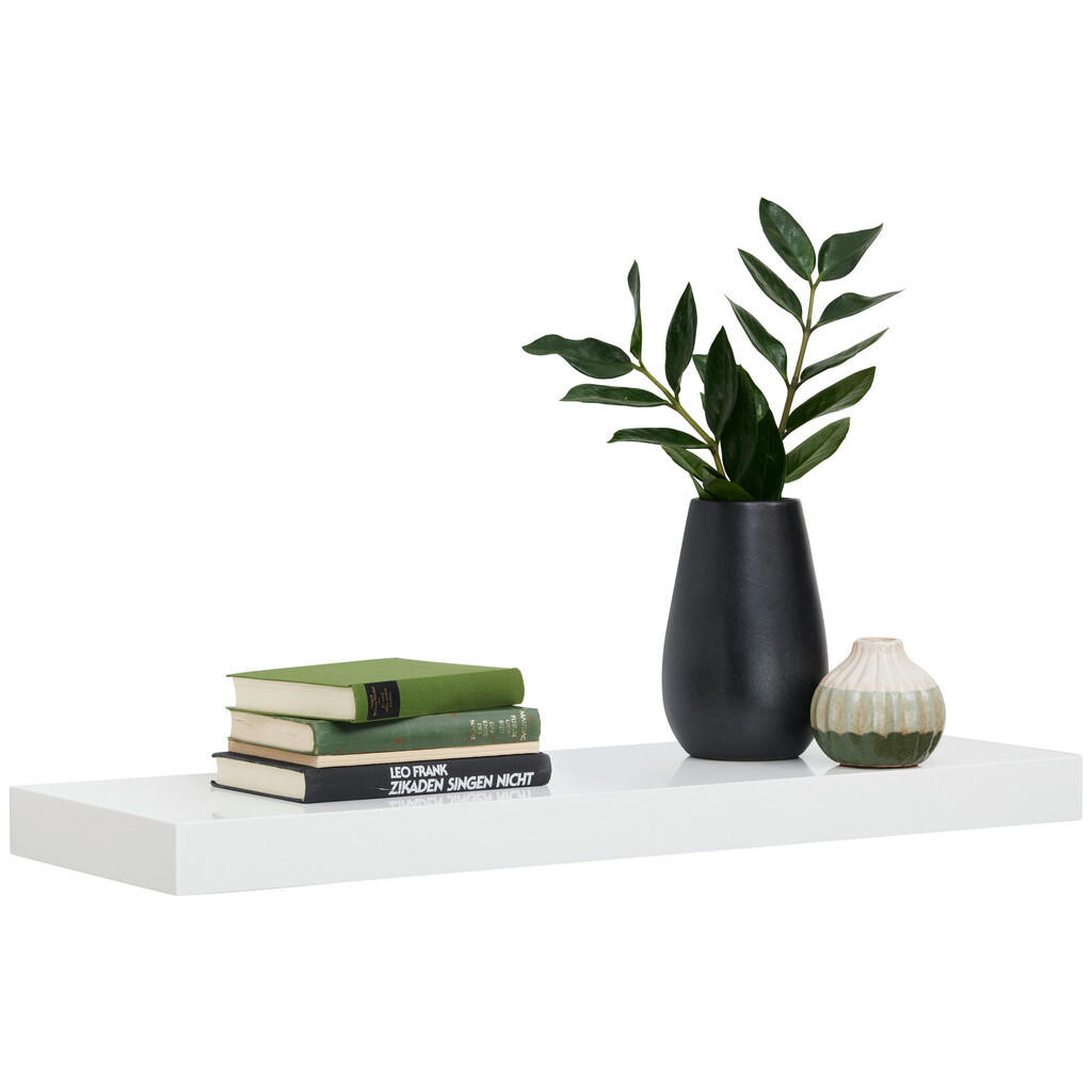 Xora NÁSTENNÁ POLICA, biela s vysokým leskom, 80/5/25 cm