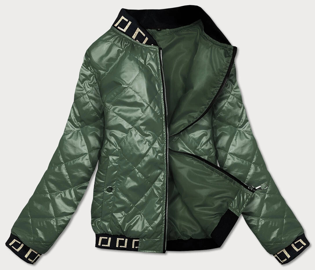 Zelená dámska bunda bomber (B9798-10) odstíny zelené L (40)