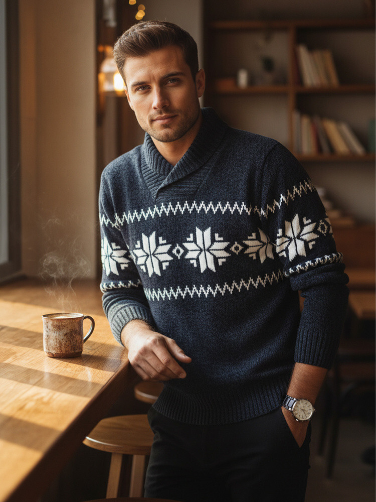 Pánsky tmavomodrý sveter FashionStreet WX2272 XL