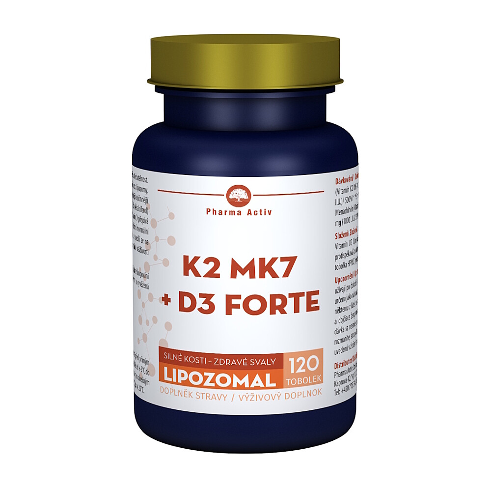 PHARMA ACTIV Lipozomal K2 MK7 + D3 forte 120 kapsúl
