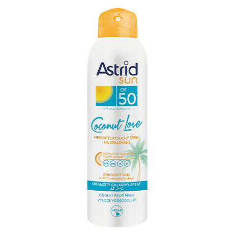 ASTRID Neviditeľný suchý sprej na opaľovanie OF 50 Coconut Love 150 ml