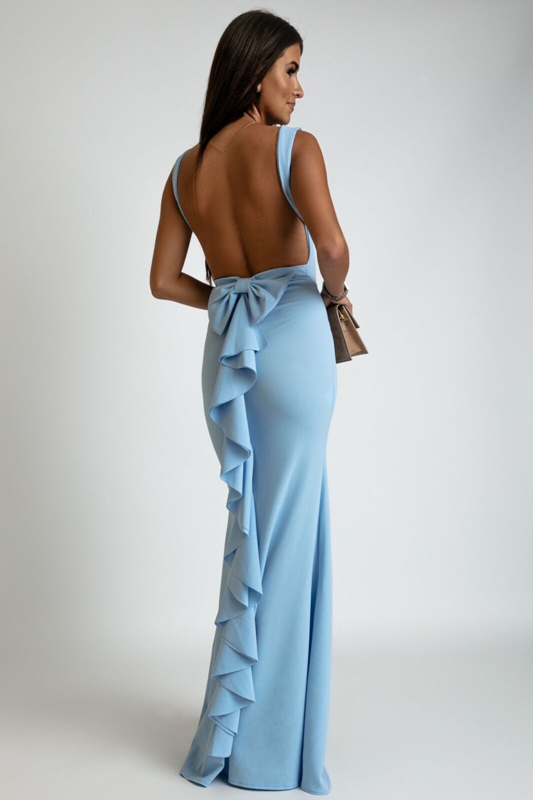 Azzurra Svetlomodré priliehavé šaty s odhaleným chrbtom Veľkosť: UNI