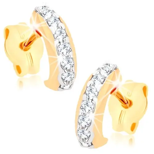 Zlaté náušnice 9K oblúk s líniou čírych zirkónov