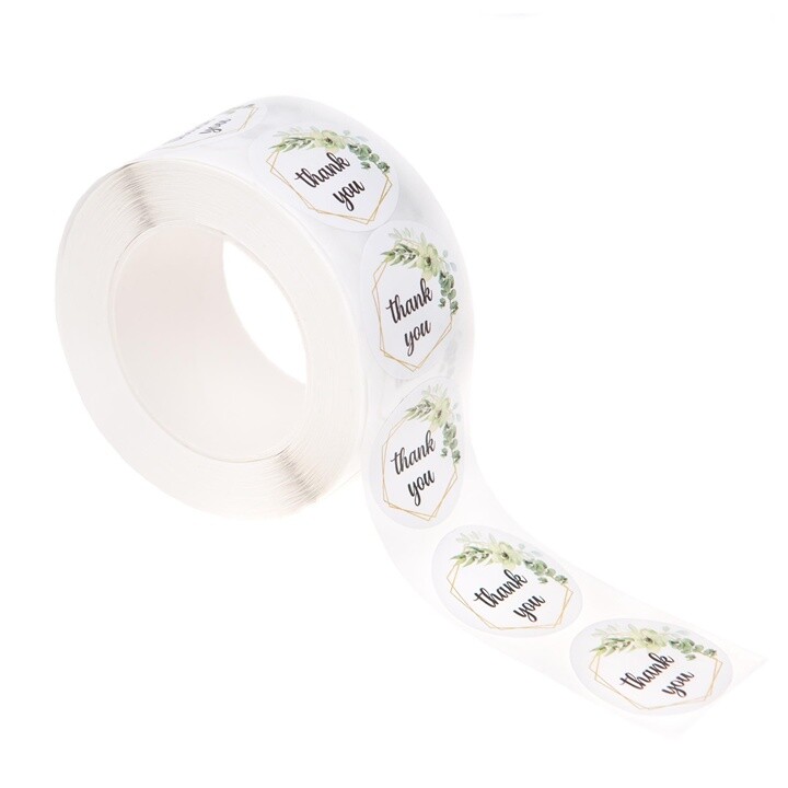 Nálepky „Thank You“ s kvetinovým motívom – 500 ks