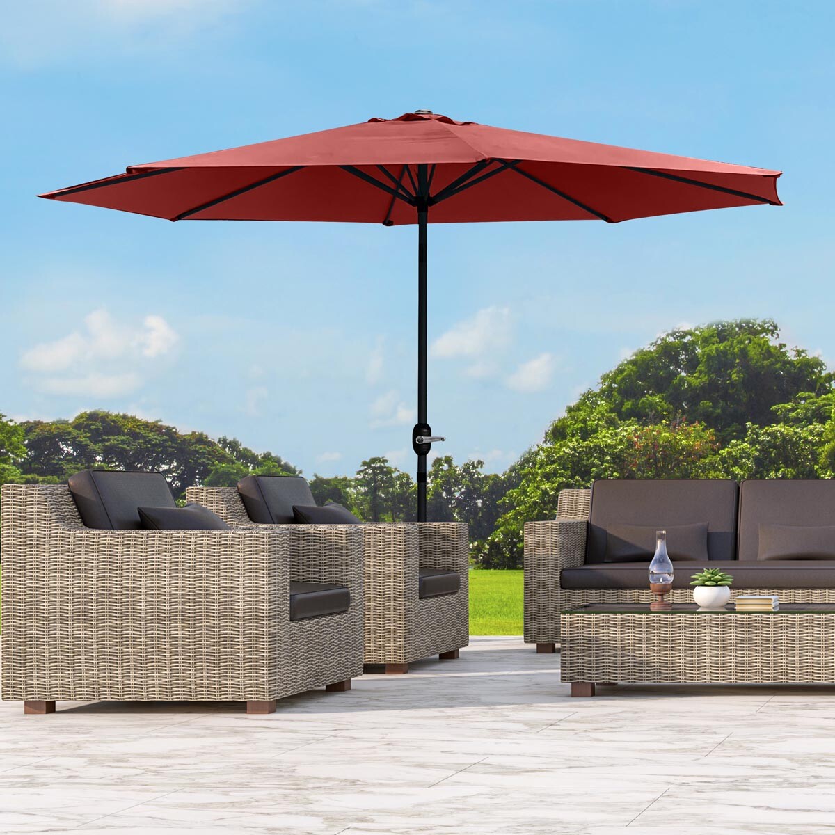 Kovový slnečník s UV 50+, 300 cm, bordový