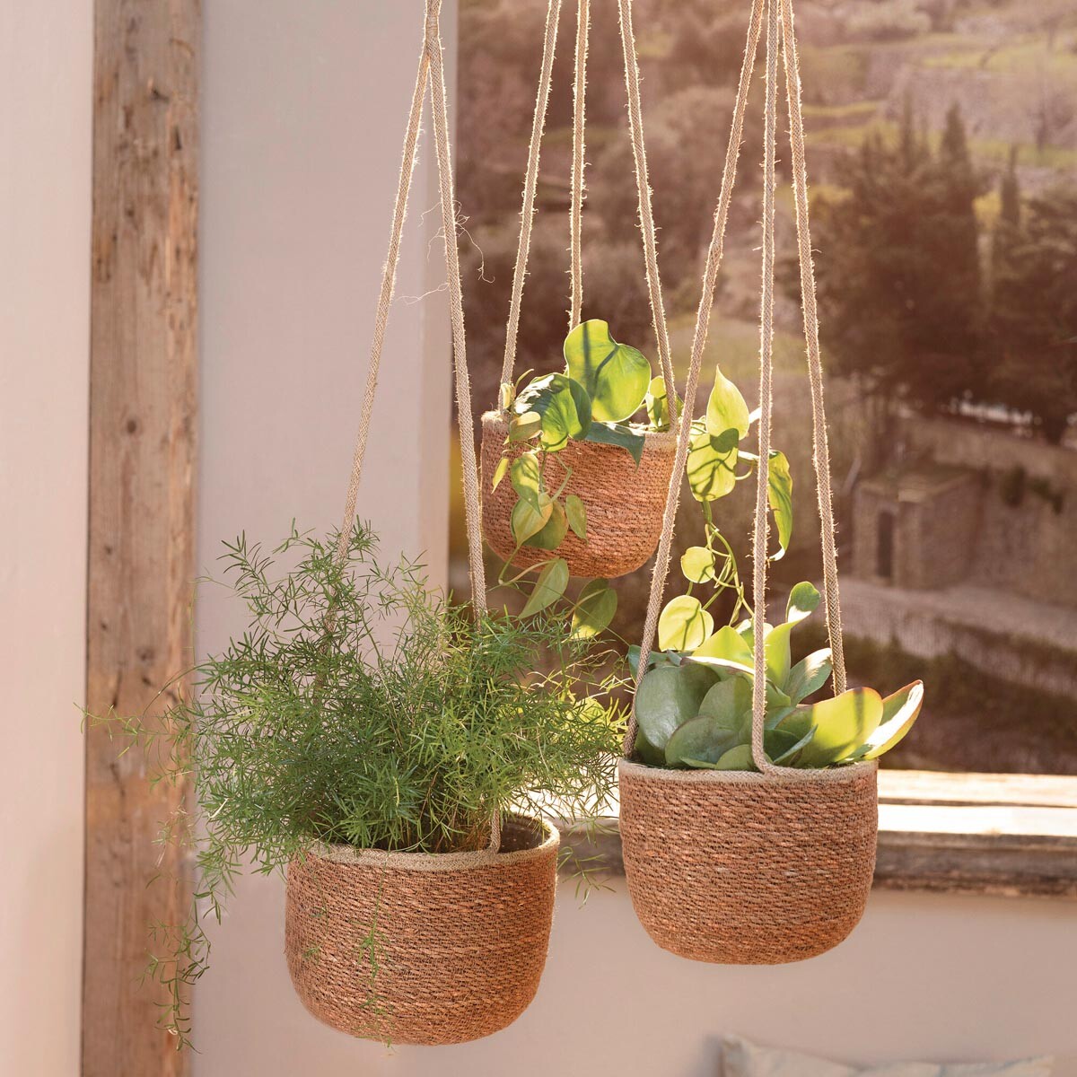 Závesné obaly na kvetináče Terra, sada 3 ks