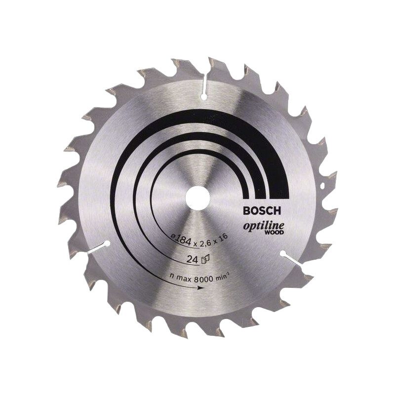 Kotúč pílový na drevo Bosch Standard for Optiline Wood 184×16×2,6 mm 24 zubov