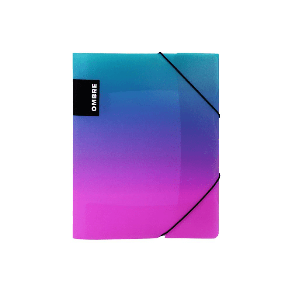 Zložka A4 3-klopňová s gumou ombre ružová