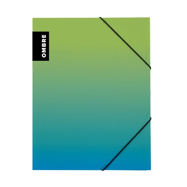 Zložka A4 3-klopňová s gumou ombre zelená