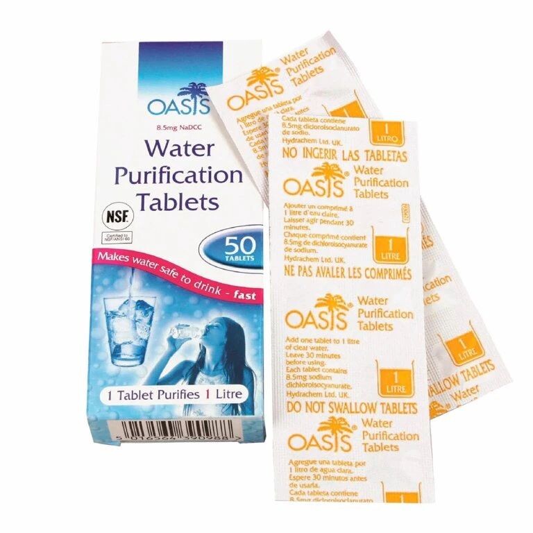 YATE Tablety na čistenie vody OASIS (8,5mg NaDCC), 50 tabliet 5016564390988