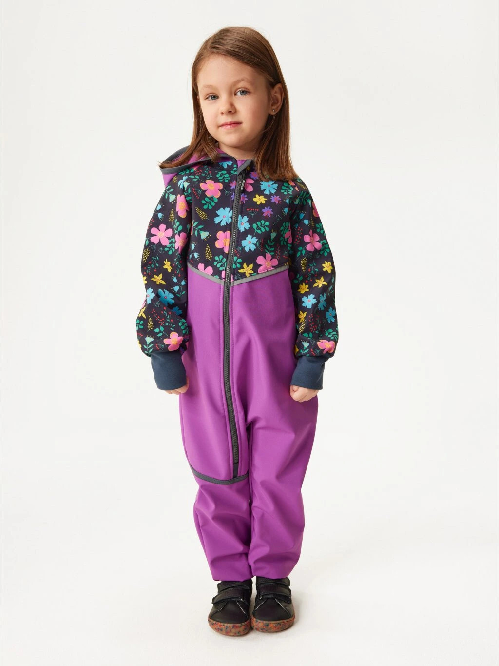 Softshellová kombinéza s flísom Mini, Černicová, Kytičky - veľ. 74/80
