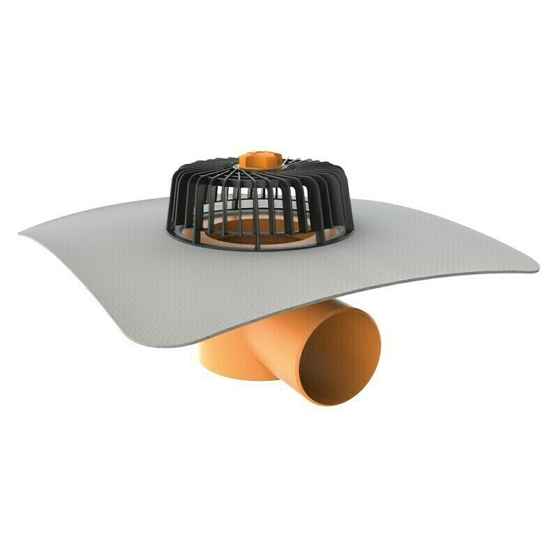 Vodorovný strešný vtok TW 125 PVC V s integrovanou PVC manžetou