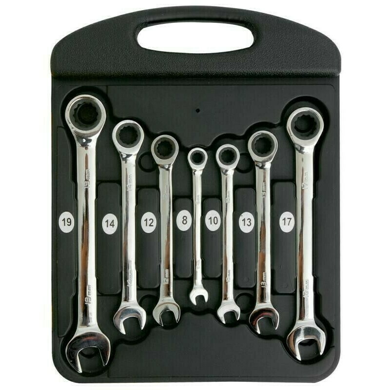 Račňové kľúče 8-19 mm CrVa, sada 7ks/bal.