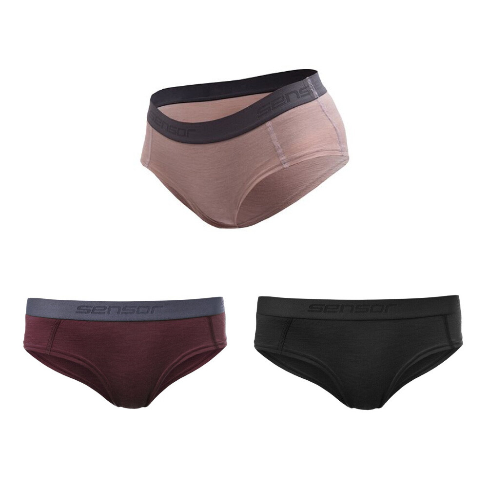 SENSOR MERINO AIR 3-PACK dámske nohavičky čierna/dusty pink/port red S Veľkosť: S