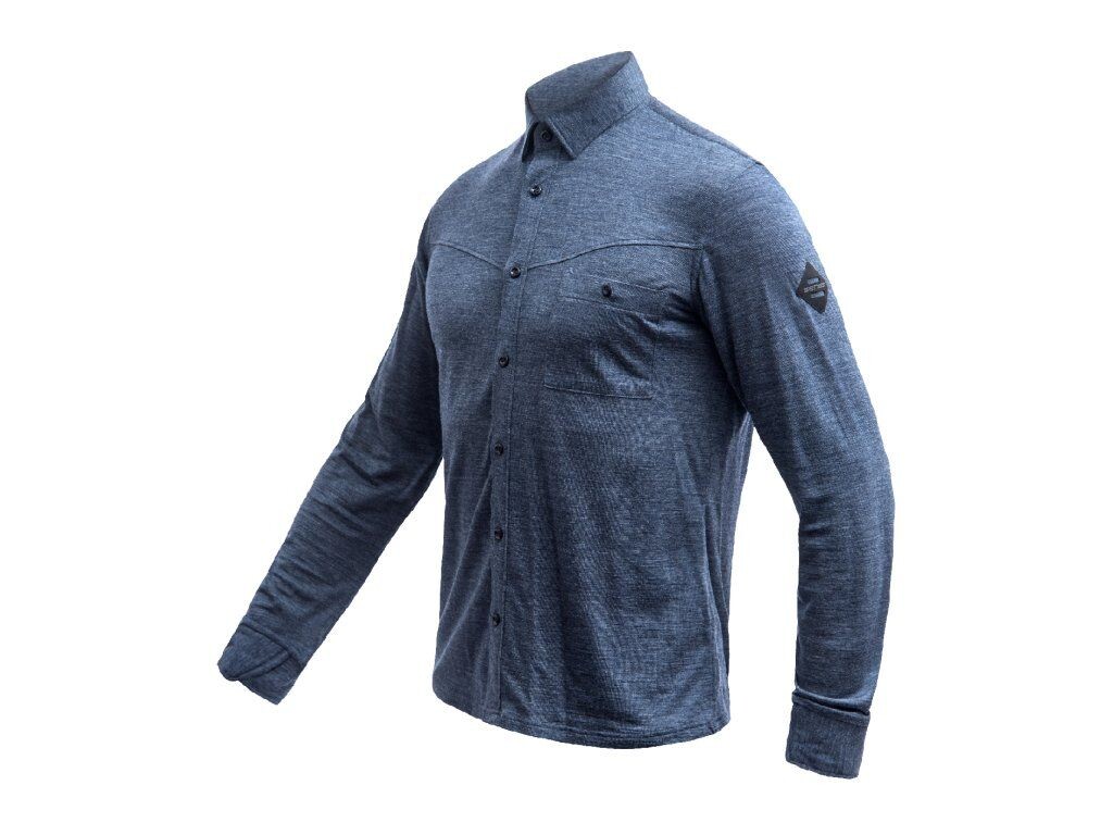 SENSOR MERINO LITE unisex košeľa dl.rukáv mottled blue M Veľkosť: M