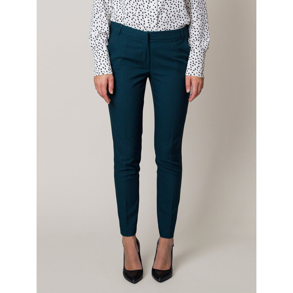 Dámske spoločenské nohavice tmavozelenej farby 12183