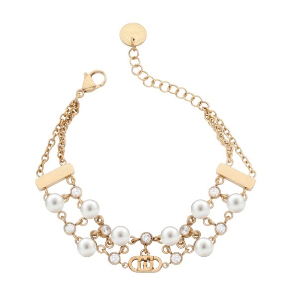 Liu Jo Pozlátený náramok s kryštálmi a perlami Stones LJ3171