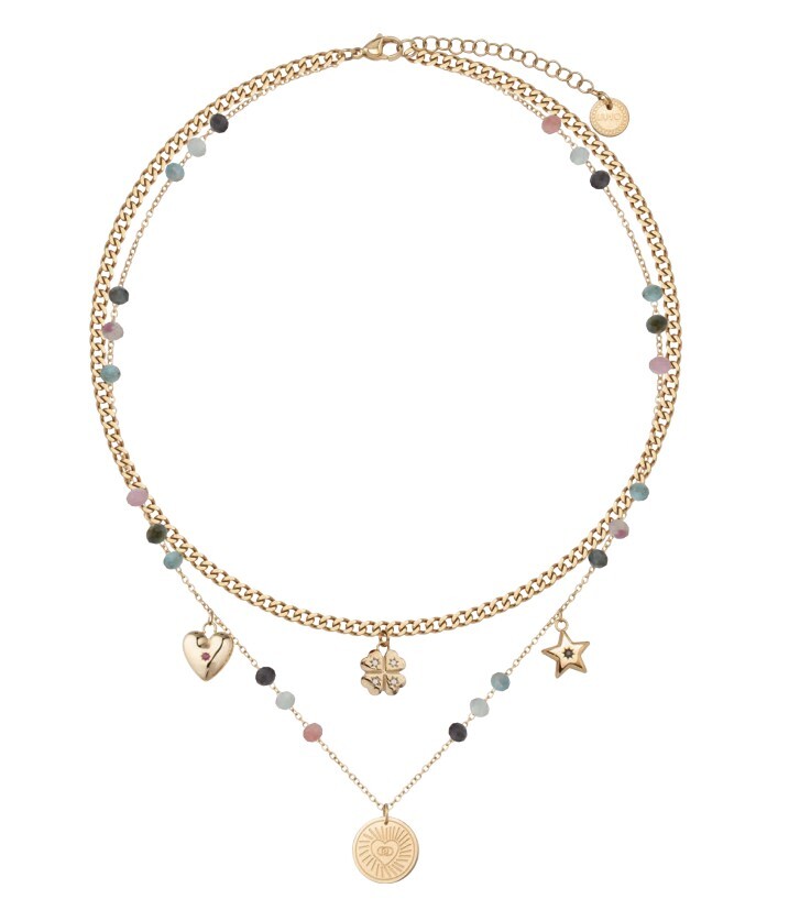 Liu Jo Pozlátený náhrdelník s príveskami Icones LJ3181