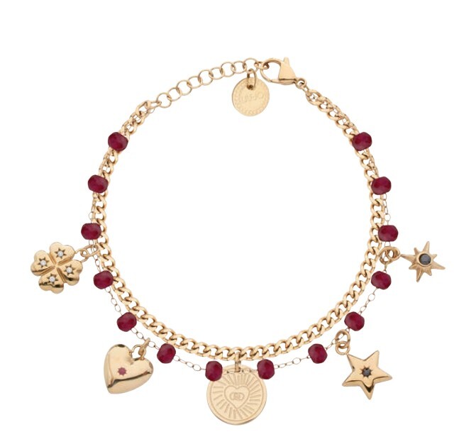 Liu Jo Pozlátený náramok s príveskami Icones LJ3178