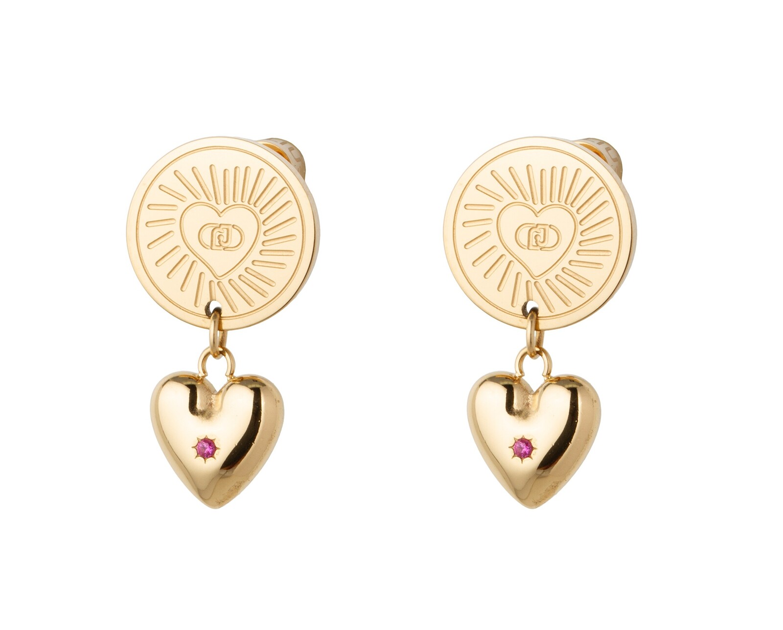 Liu Jo Pozlátené srdcové visiace náušnice Icones LJ3183