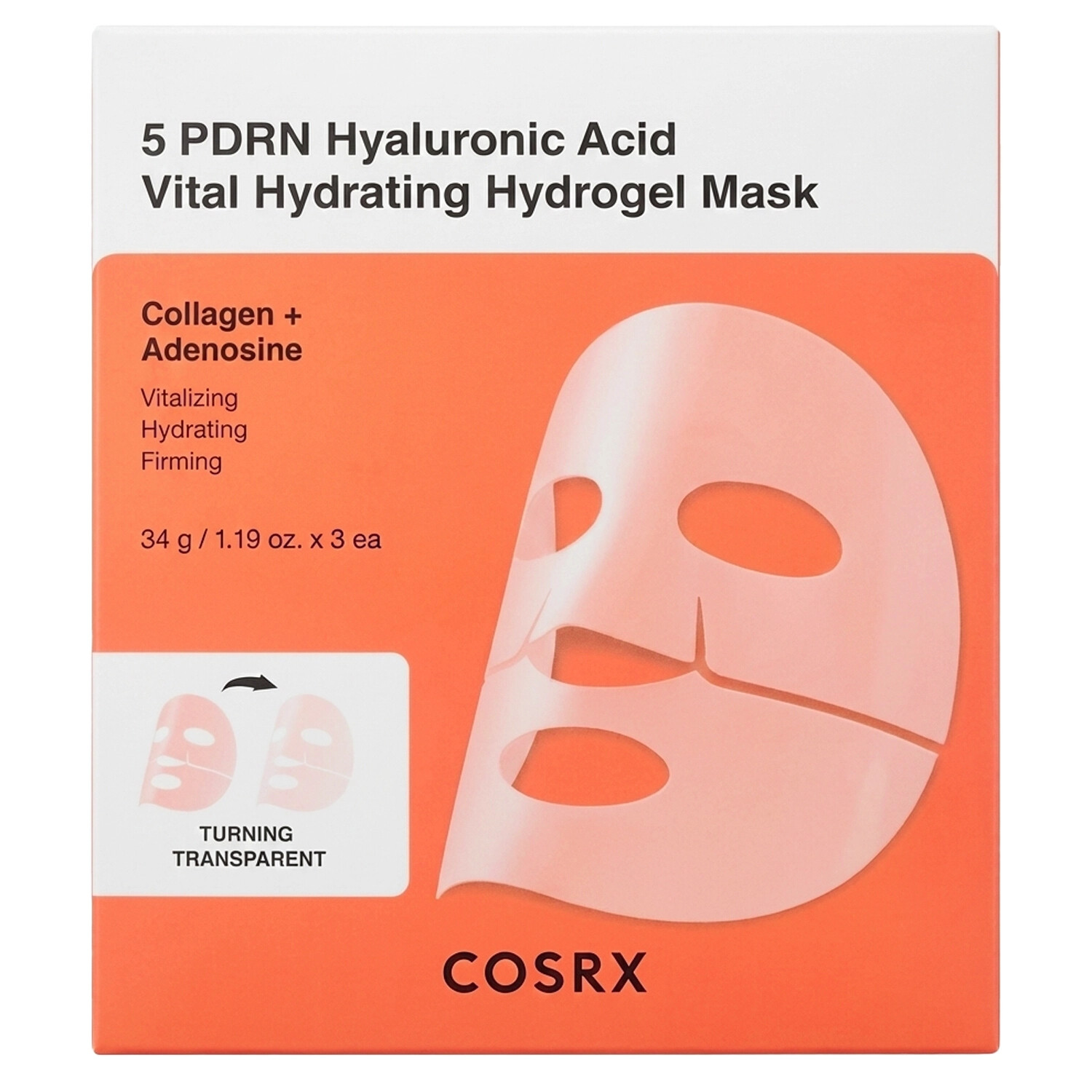 COSRX Hydratačná maska 5 PDRN Hyaluronic Acid Hydrogel Mask 3 x 34 g