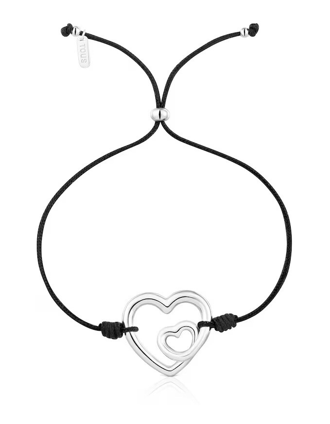 Tous Čierny nylonový náramok Dvojité srdce Flechazo 1004568500