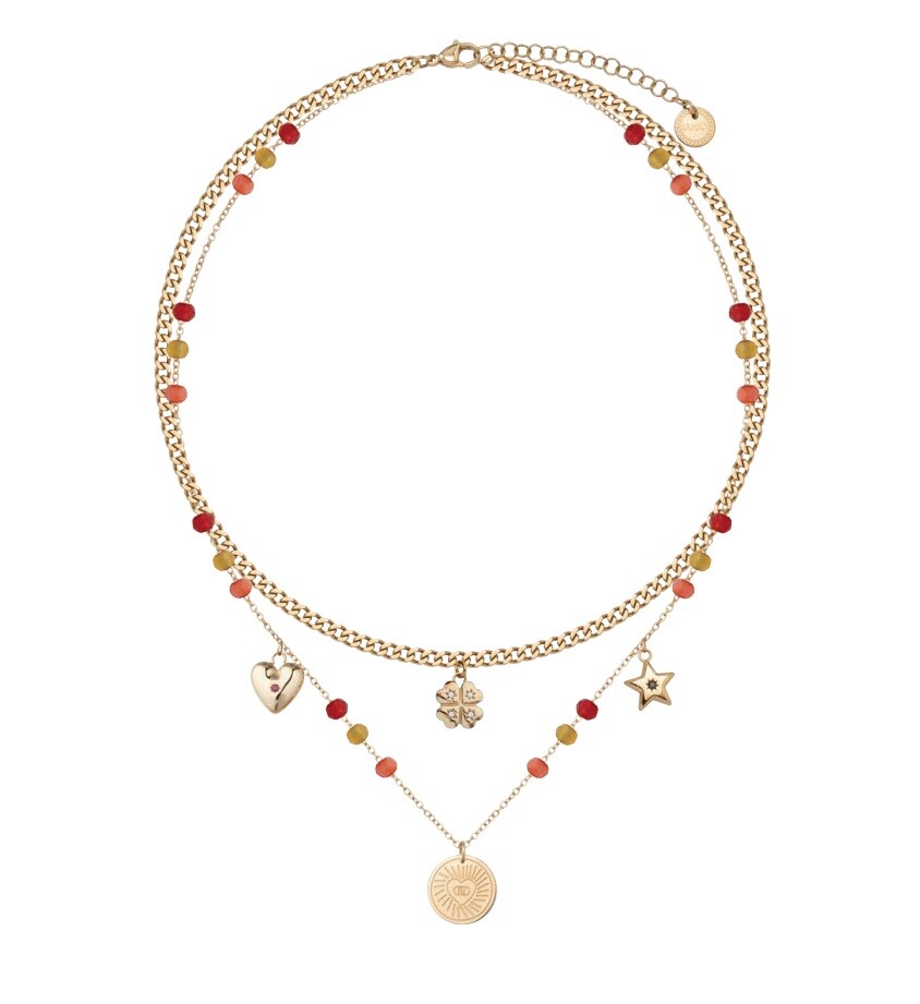 Liu Jo Luxusný pozlátený náhrdelník s príveskami Icones LJ3179