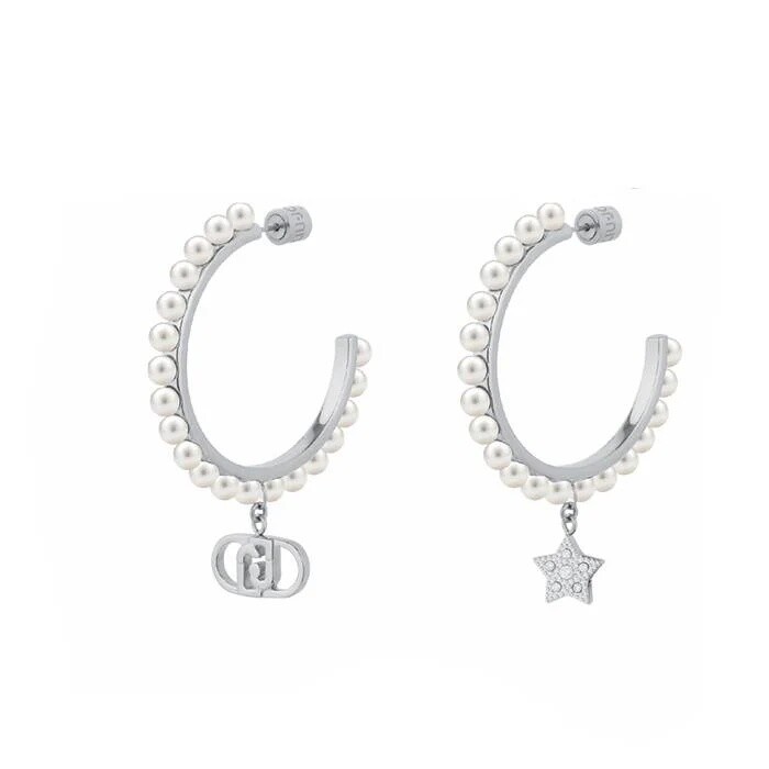 Liu Jo Perlové kruhové náušnice s príveskami Stones LJ3167
