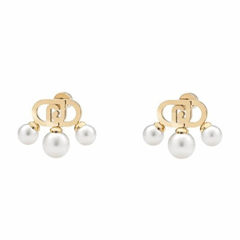 Liu Jo Očarujúce pozlátené náušnice s perlami Stones LJ3173