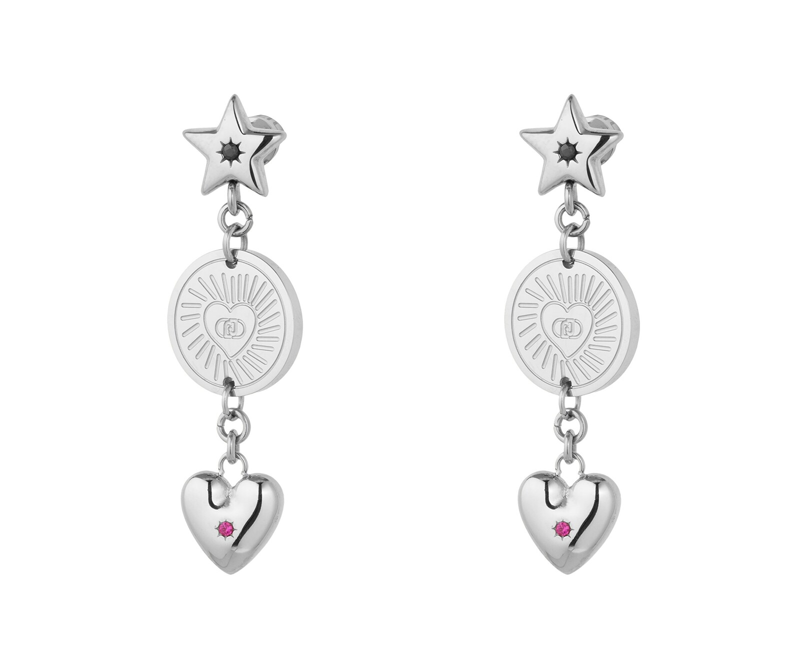 Liu Jo Oceľové visiace náušnice s kryštálmi Icones LJ3186