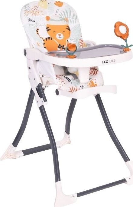 EcoToys HC301-2402 Skládací dětská jídelní židlička s hračkami Tygřík