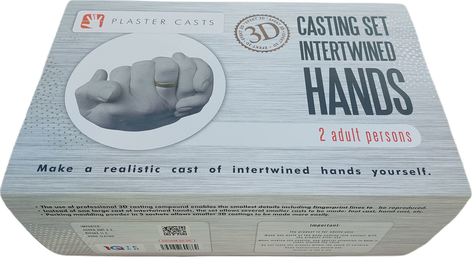 iQtech® sadrové odliatky 3D – prepletené ruky 1 odliatok, 450 g