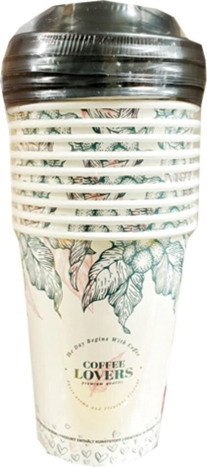 Intertan SA Tessera Kelímek papírový s víčkem Coffe lovers, přůměr 90 mm, 330 ml, 10 ks