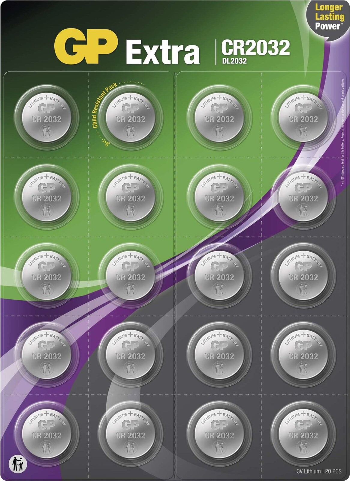GP Lítiová gombíková batéria Extra CR2032, 20 ks