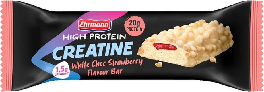 Ehrmann High Protein Creatine Bar White Choc Strawberry Flavour 60 g