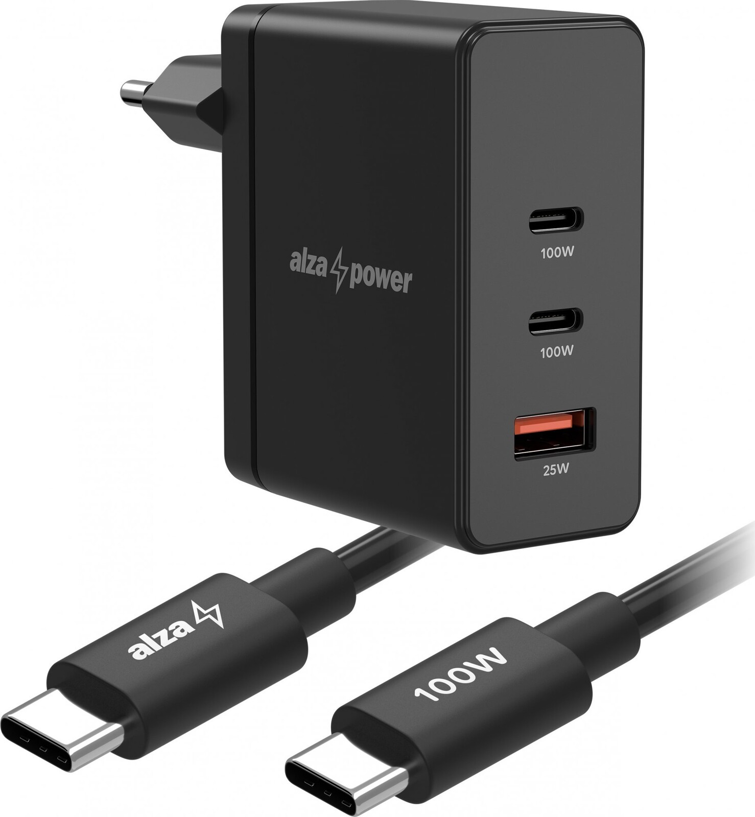 AlzaPower Fast Charge SET G711CCA (100 W + USB-C/C 100 W Cable) čierna