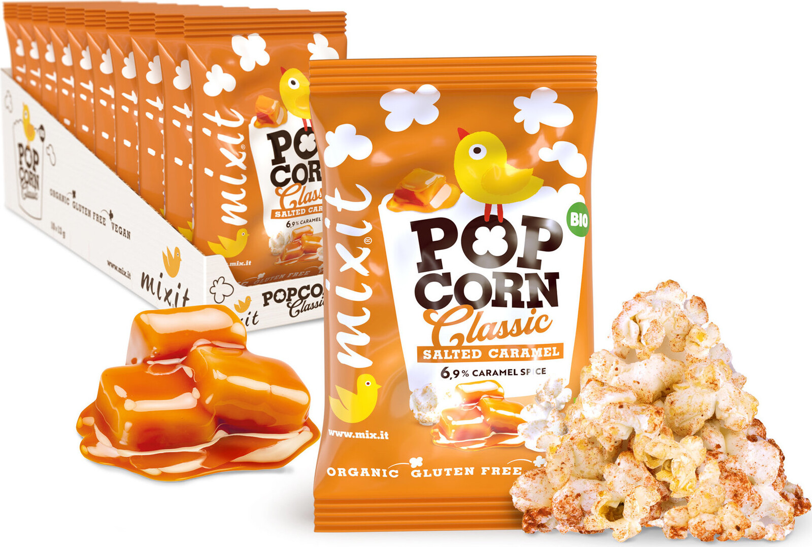 Mixit BIO popcorn do vrecka Slaný karamel 20 ks