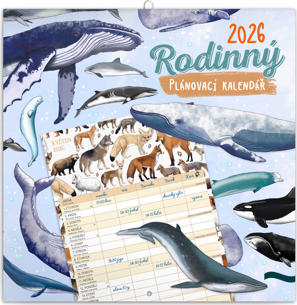 NOTIQUE rodinný plánovací Animalium 2026, 30 × 30 cm