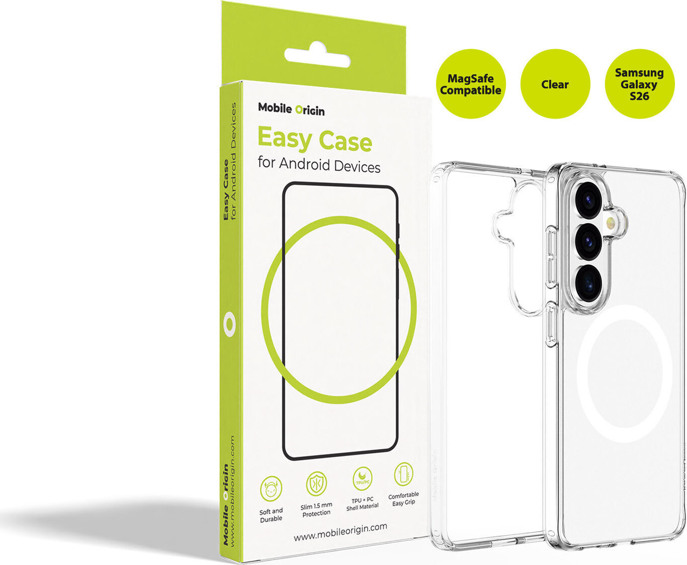 Mobile Origin Easy Case MagSafe Clear Samsung Galaxy S26