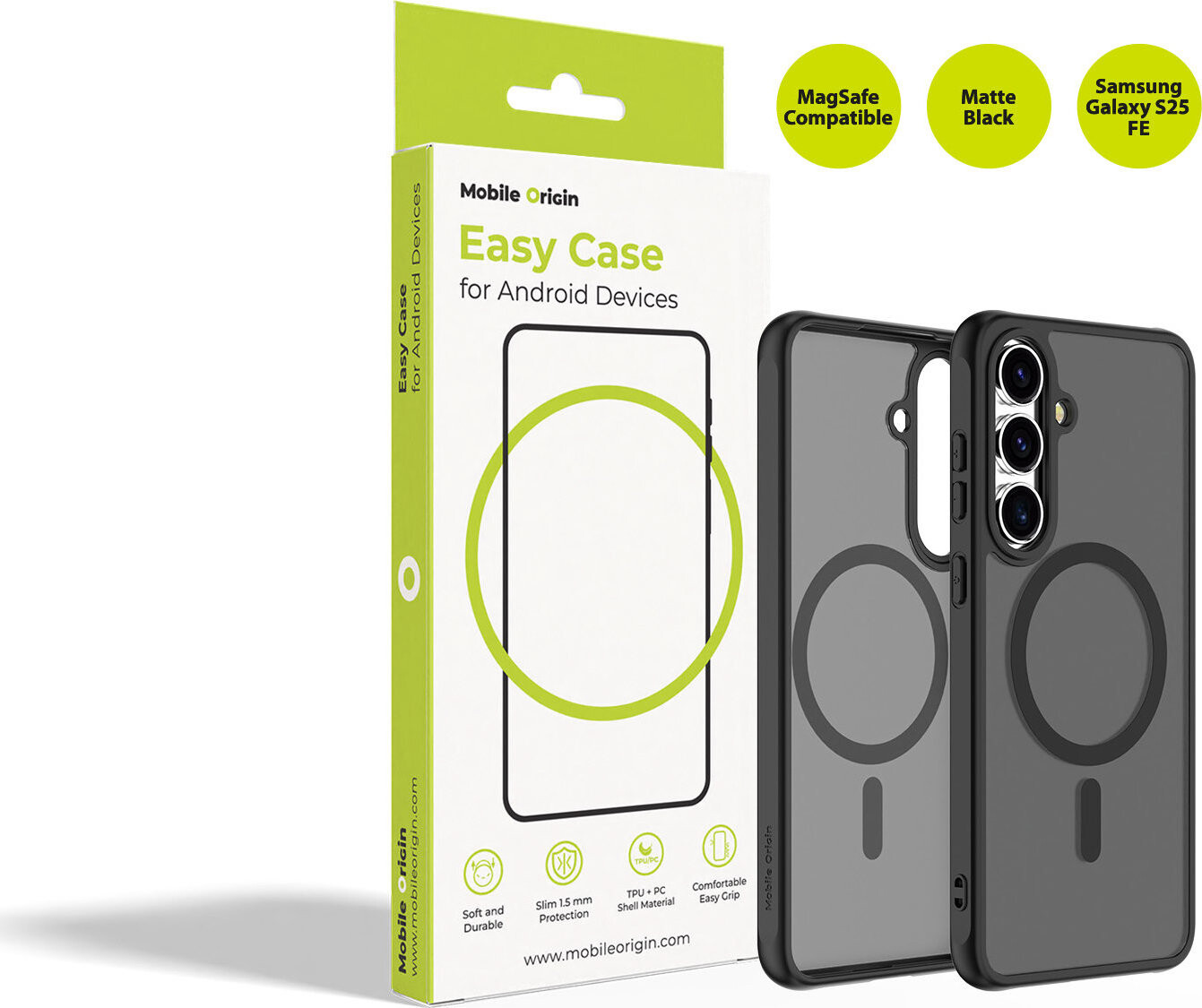 Mobile Origin Easy Case MagSafe Matte Black Samsung Galaxy S25 FE