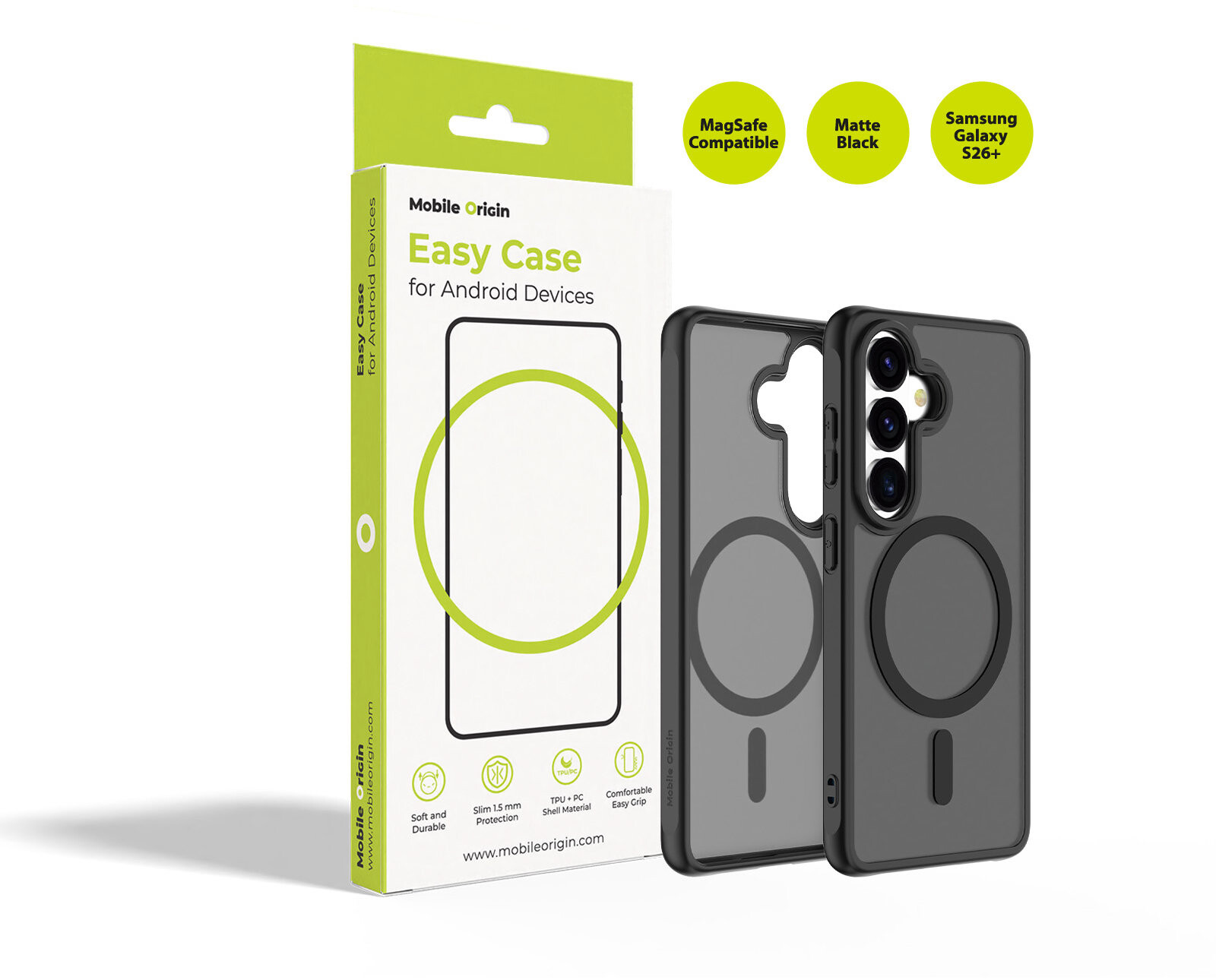 Mobile Origin Easy Case MagSafe Matte Black Samsung Galaxy S26+