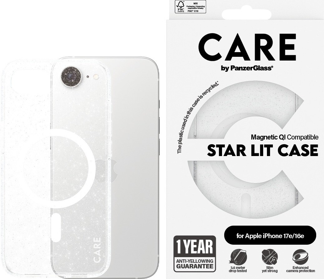 PanzerGlass CARE kryt Apple iPhone 17e/16e MagSafe Star Lit trblietavý/biely