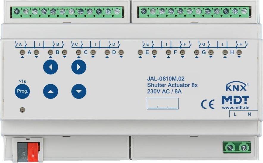 MDT Technologies Žalúziový aktor pre 8 motorov, 8M, 10 A, 230 V AC, s meraním dĺžky jazdy