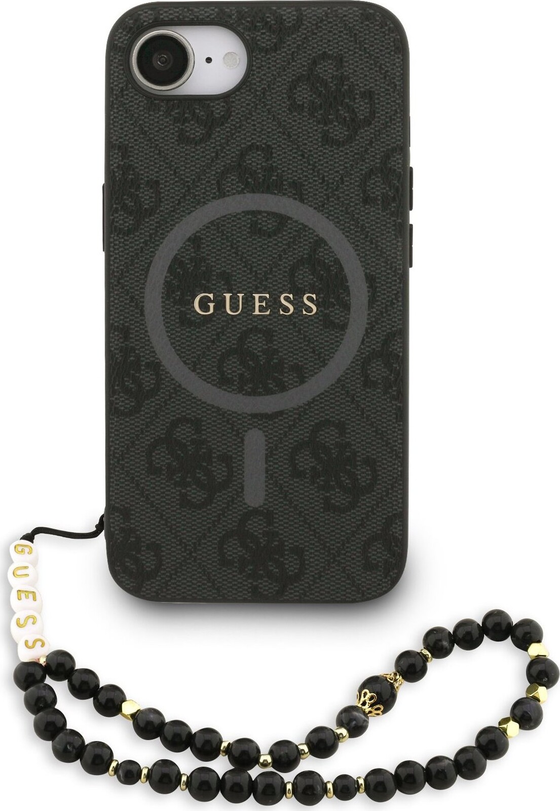 Guess PU Leather 4G Colored Ring Strap MagSafe Zadný Kryt pre iPhone 16e/17e Black