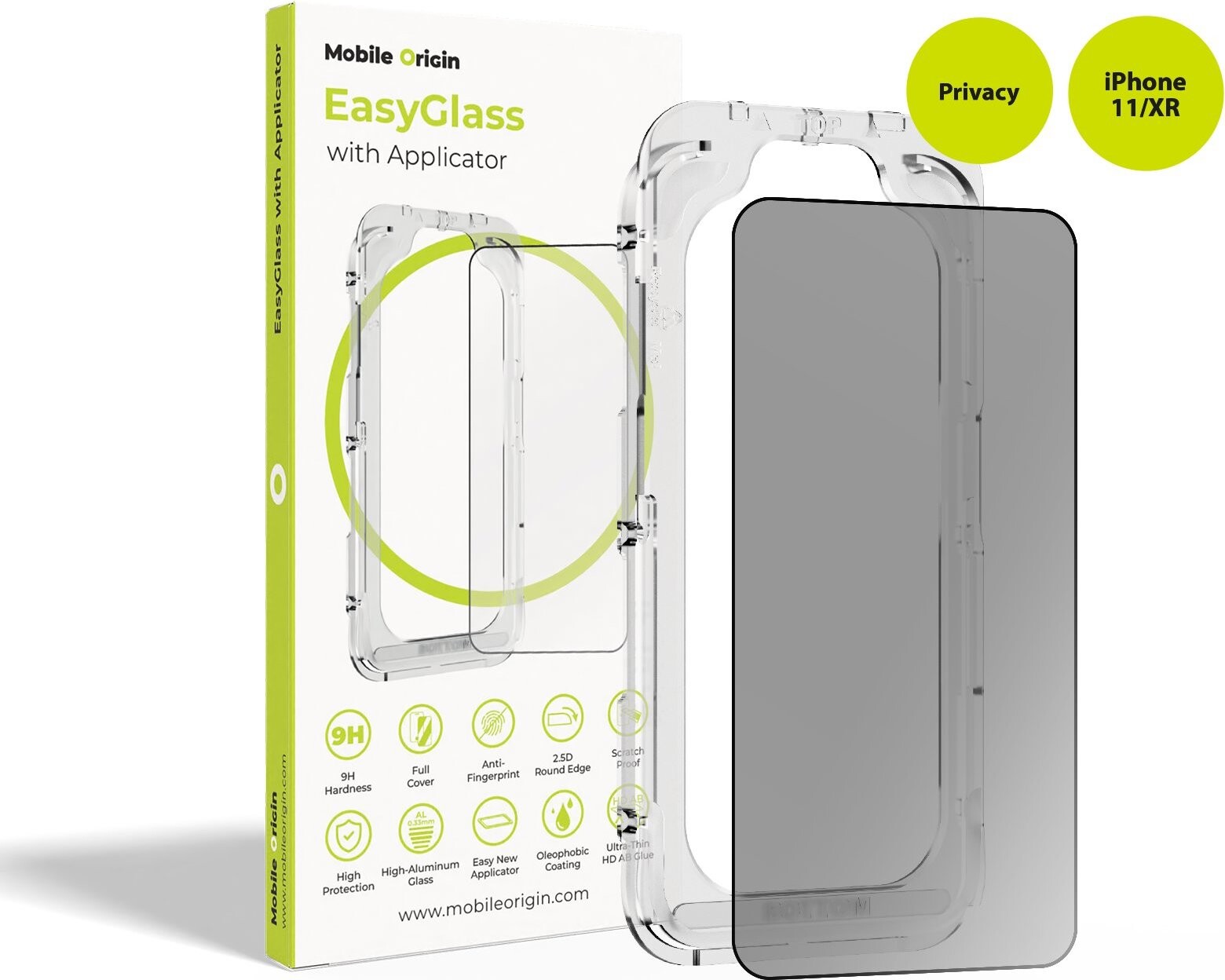 Mobile Origin EasyGlass Privacy with Applicator iPhone 11/XR