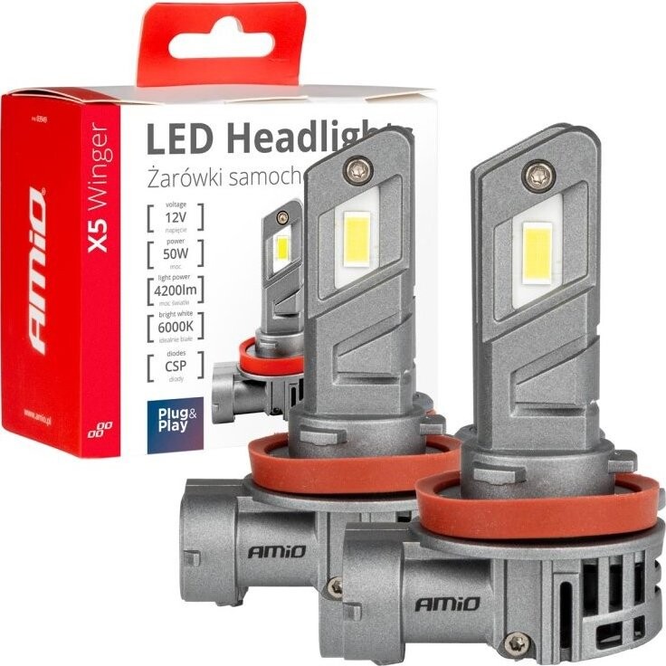 Amio Žiarovky LED H8/H9/H11 12 V 4200 lm X5 2 ks