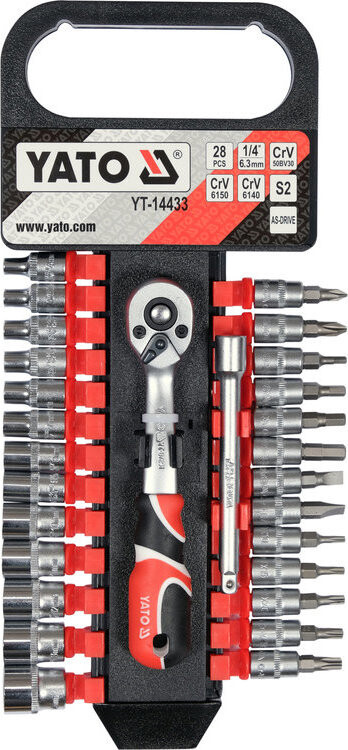 YATO Sada nástavců a bitů 1/4